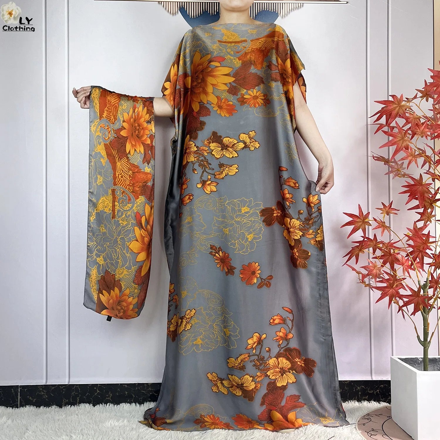 Muslim abayas with belt for women, African maxi dress, elegant evening dress, soft printed turban, new fashion, 2023