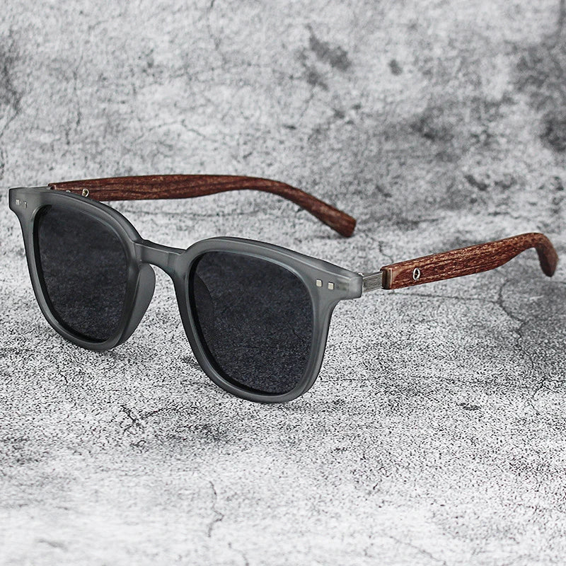 Nouveaux hommes Vintage cadre en bois lunettes de soleil marque classique carré lunettes de soleil revêtement lentille conduite lunettes pour femmes mâle