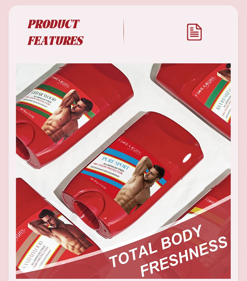 Déodorant en bois de santal pour hommes, crème anti-odeur corporelle, sans aluminium, haute Endurance, défense de la sueur et Protection contre les odeurs, Portable