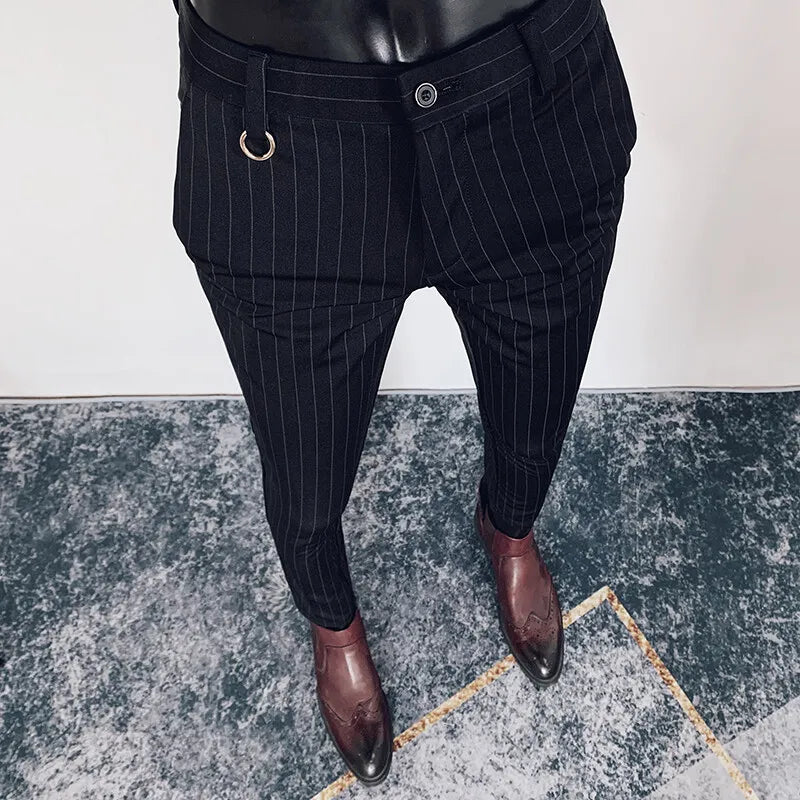 Men's Suit Formal Trousers, Men's Stretch Slim Fit Solid Color Casual Outfit Full Length Trousers, Fashion New Men's Clothing