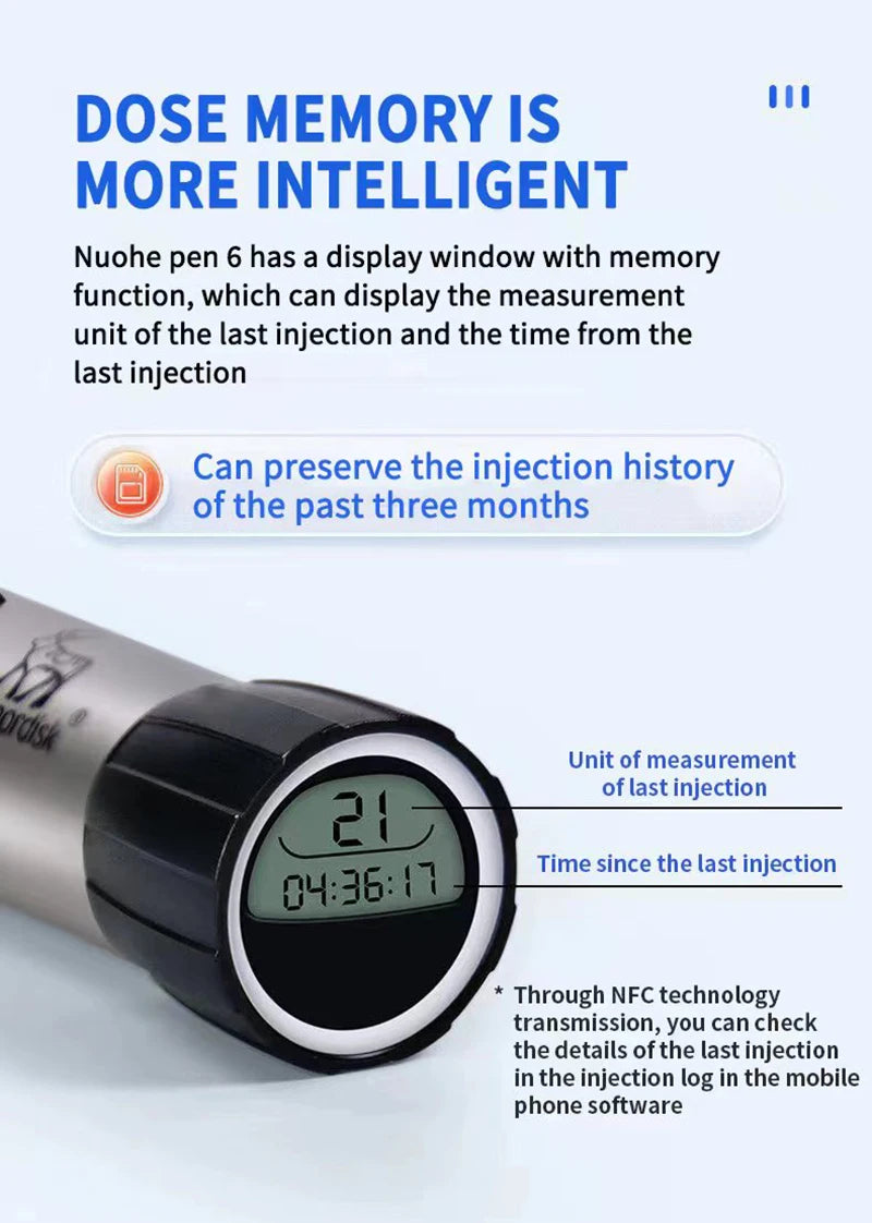 Novo Pen 6 Nordisk stylo d'injection d'insuline transportable Injection domestique 3ml compteur de glycémie diabète surveillance de la glycémie