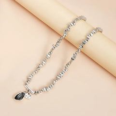 Collier pendentif à facettes pour femmes, bijoux en métal scintillant, accessoires créatifs élégants, cadeau