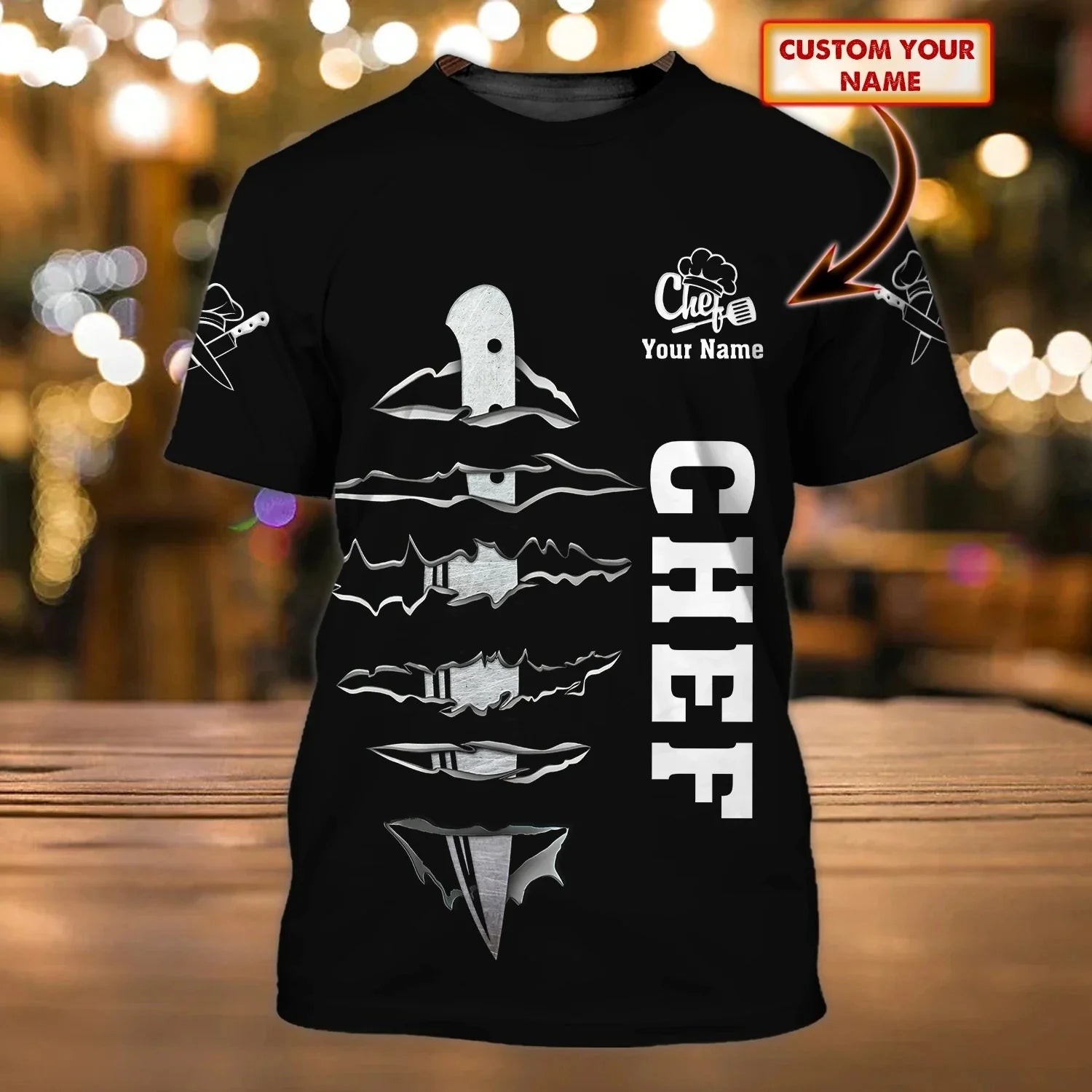 Uniforme de travail de chef pour hommes, T-shirt avec nom personnalisé, impression 3D, décontracté, 2023, séchage rapide et respirant, grande taille