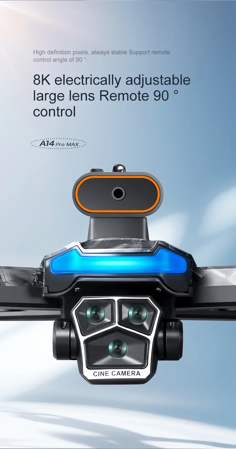 Xiaomi A14 ProMax Drone, Brushless Motor, 8K HD, Three Cameras, GPS, Optical Flow, Obstacle Avoidance, Foldable Quadcopter Drone Toy