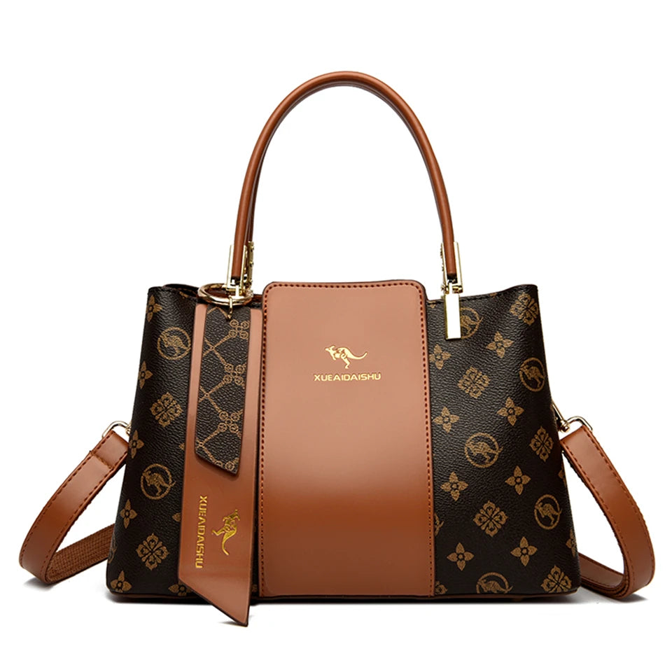 Sac à main de luxe imprimé grande capacité en cuir souple pour femmes, sac à bandoulière de loisirs de styliste pour dames