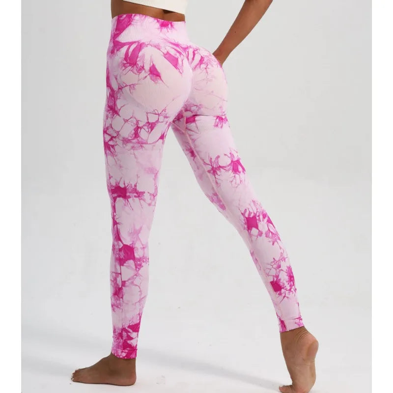 Femmes sans couture cravate colorant Yoga Leggings taille haute Fitness Sexy mode Leggings exercice course levage fesses cyclisme Leggings