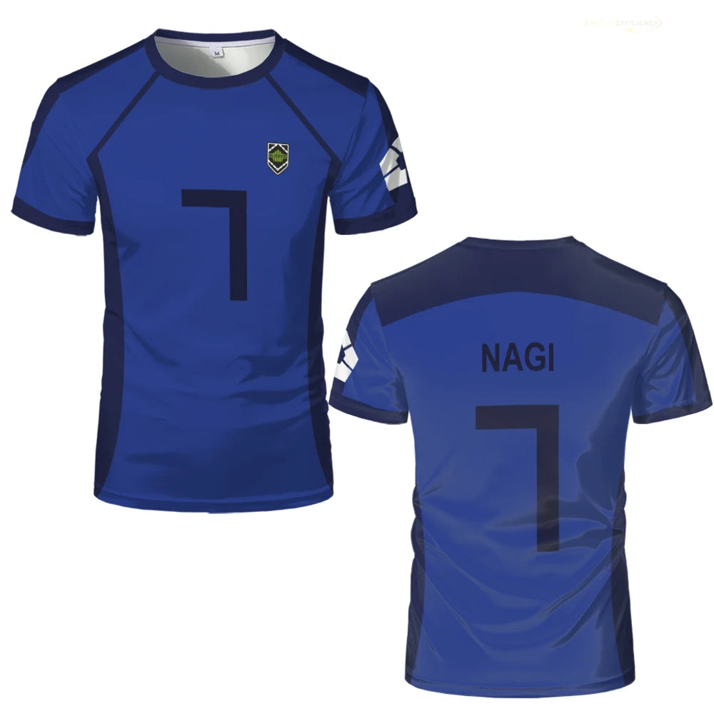 T-shirt homme ISAGI 3D imprimé, sport, séchage rapide, respirant, anime cosplay, Harajuku, équipe de football, ample, entraînement, manches courtes, été