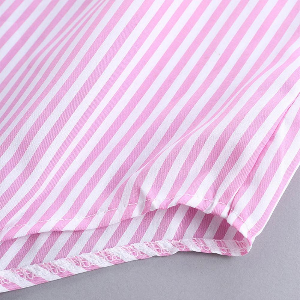 Chemisier Tunique Femme Rayé à Manches Longues Col V Mi-long Col Rabattu Coupe Ample Décontracté Élégant Été Tailles M-4XL