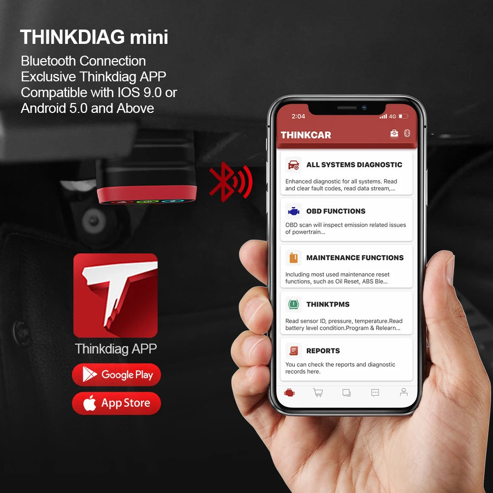 THINKCAR THINKDIAG MINI Auto OBD2 Bluetooth Scanner Full System Diagnostic Tool for All Cars - Free Lifetime Car Diagnostic Scan Tool