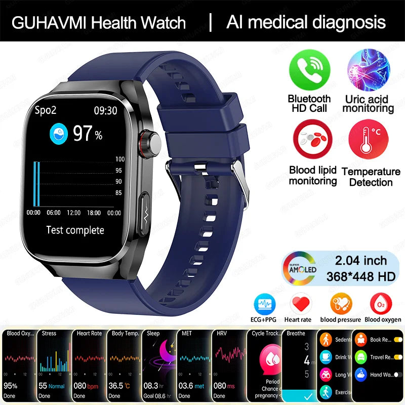 2025 nouvelle montre intelligente ECG femmes BT appel fréquence cardiaque lipides sanguins acide uricique moniteur de santé montres AI voix 650mAh sport Smartwatch
