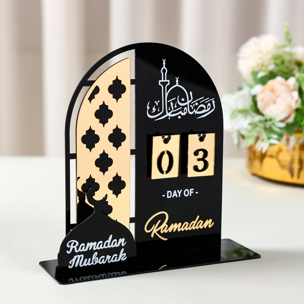 Calendrier de compte à rebours en acrylique pour Ramadan, ornements, cadeaux Eid Mubarak, décor pour la maison, fournitures de fête musulmane islamique 2025 Kareem