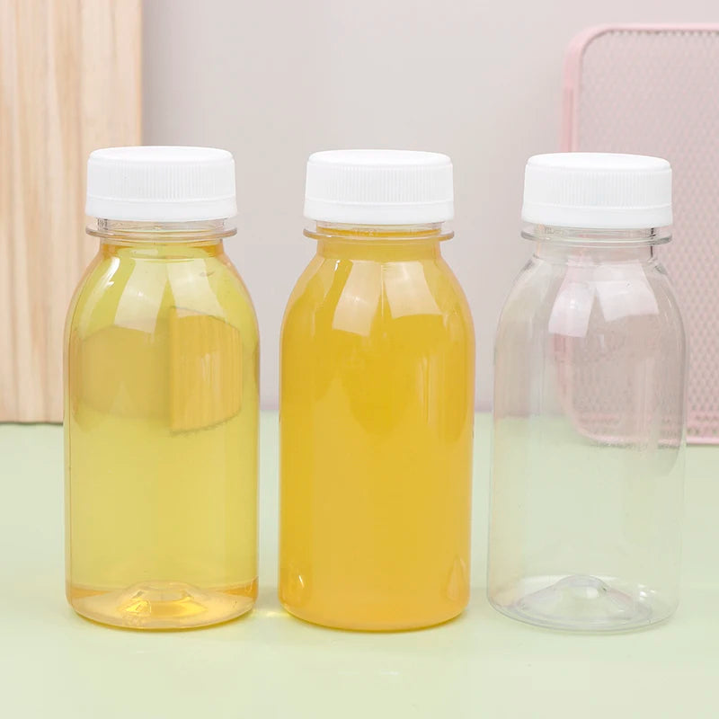 Bouteille d'eau en plastique transparente pour enfants, bouteille de jus, bouteille de lait en l'horloge, bouteille de boisson avec couvercle, portable AfricWater HI, 200ml, 6 pièces