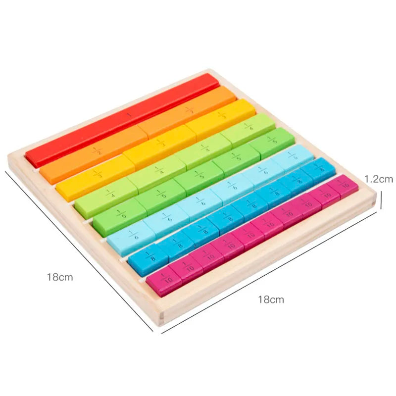 Jouets en bois Montessori fuchsia pour enfants, aides aux mathématiques, bâtons de fraction de document, éducation précoce de la maternelle, jouets d'apprentissage