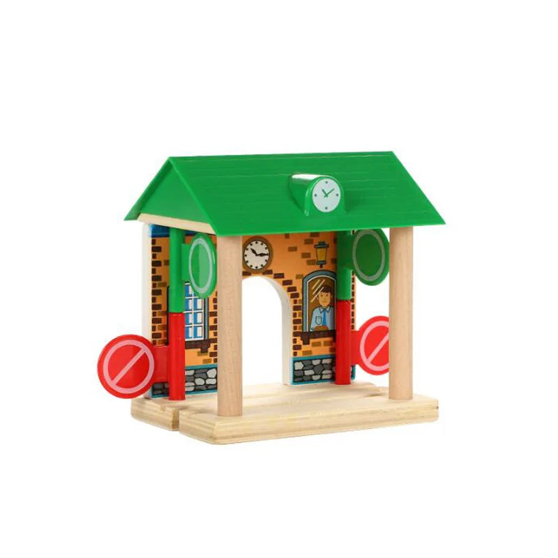 Jouets pour tout-petits, Train en bois, accessoires de voie ferrée, Barricade, scène de piste de plate-forme, jouets Puzzle pour garçons et filles