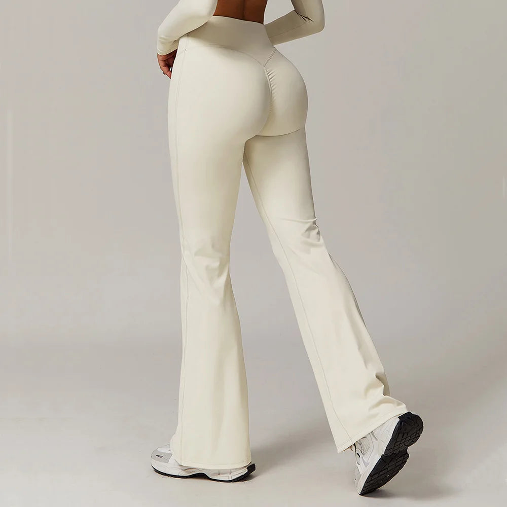 Taille haute pantalon à jambes larges Leggings femmes collants Fitness cloche-bas Yoga élastique Leggings Push Up gymnastique entraînement pantalon évasé