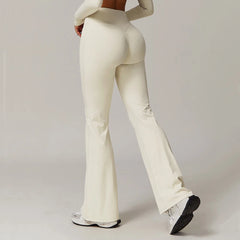 Taille haute pantalon à jambes larges Leggings femmes collants Fitness cloche-bas Yoga élastique Leggings Push Up gymnastique entraînement pantalon évasé