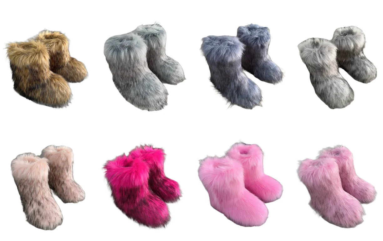 Nouveau Hiver fourrure une pièce fourrure de raton laveur femme bottes de neige chaussures de fourrure en plein air mi jambe bottes