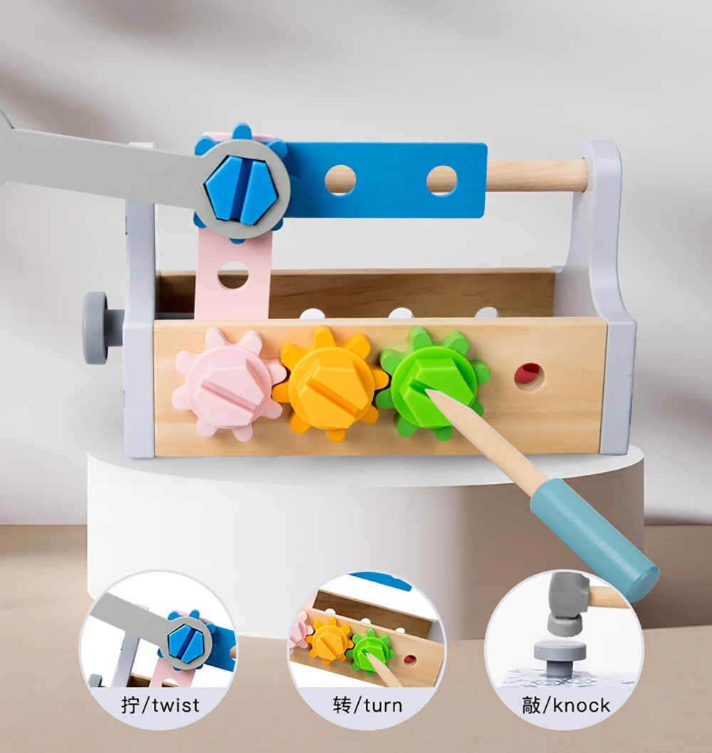Jouets en bois, ensemble de jeu de Simulation, boîte à outils pour enfants, démontage d'écrou, assemblage de vis, jeux de réparation de Simulation, jouets sensoriels éducatifs
