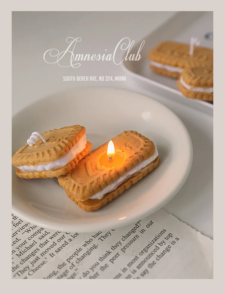 Cute handmade biscuit-shaped scented candle, for aromatherapy, soy wax, for weddings, birthdays, parties, and home decoration