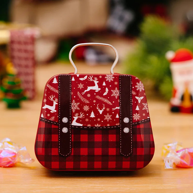 Metal storage box for Christmas decoration, handbag shape, 18 jars, jewelry case, children's gift, storage boxes, open Christmas party, 2024