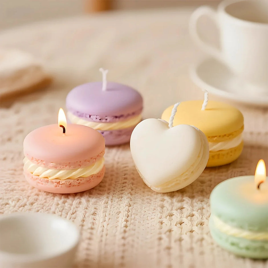 Realistic Macaron-Shaped Candles, 1/5 pieces, Scented Soy Wax for Home Decoration, Wedding Party, New Year's, Festive Atmosphere, Aromatic Gifts