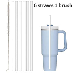 Paille de rechange réutilisable avec brosse pour livres, gobelet en plastique transparent, compatible avec Stan, 40 oz, 30 oz, 6 paquets