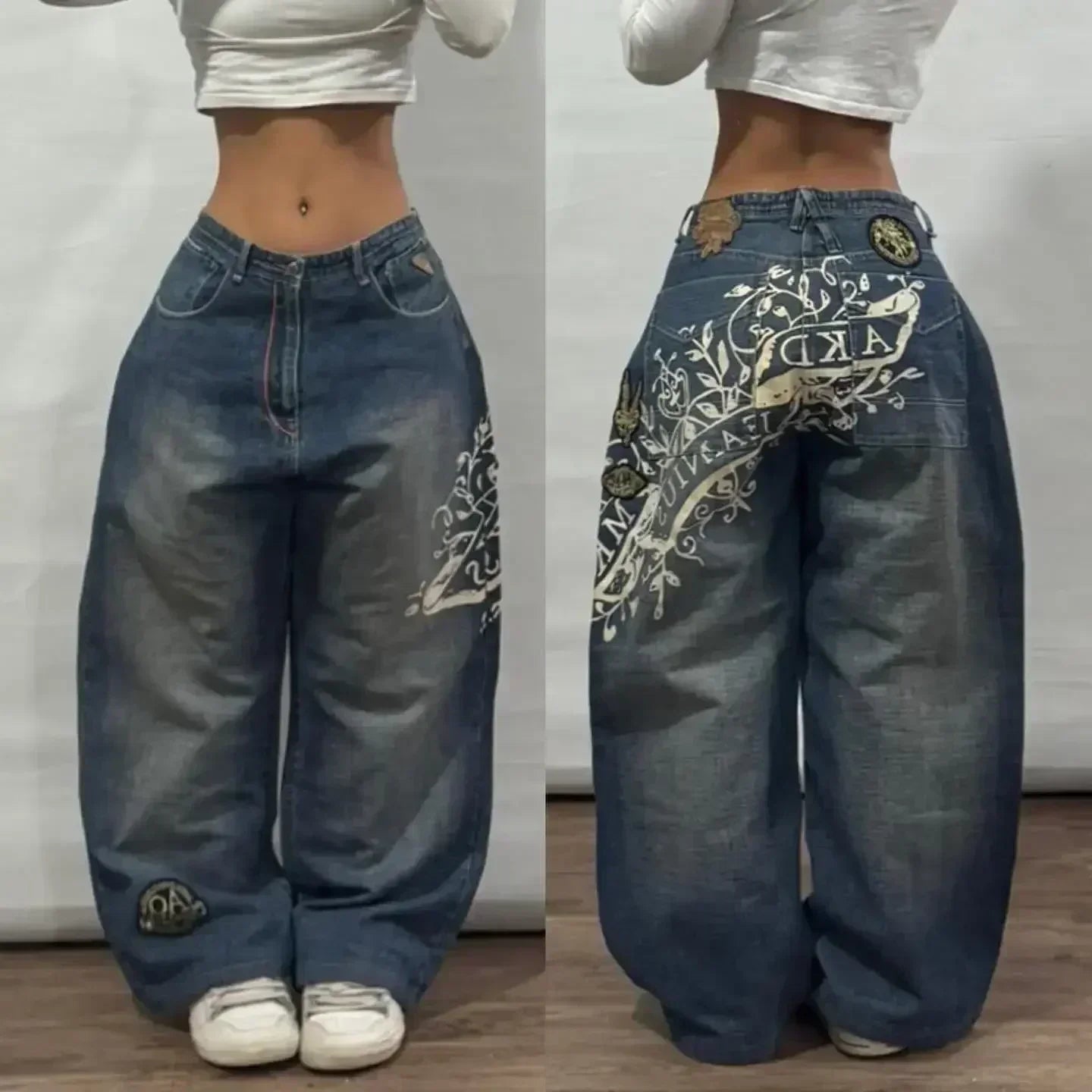 American Y2K 2025 New Baggy Wide Leg Black Oversized Jeans Women's Casual Street Joker Denim Pants Couple Jeans Vintage Streetwear