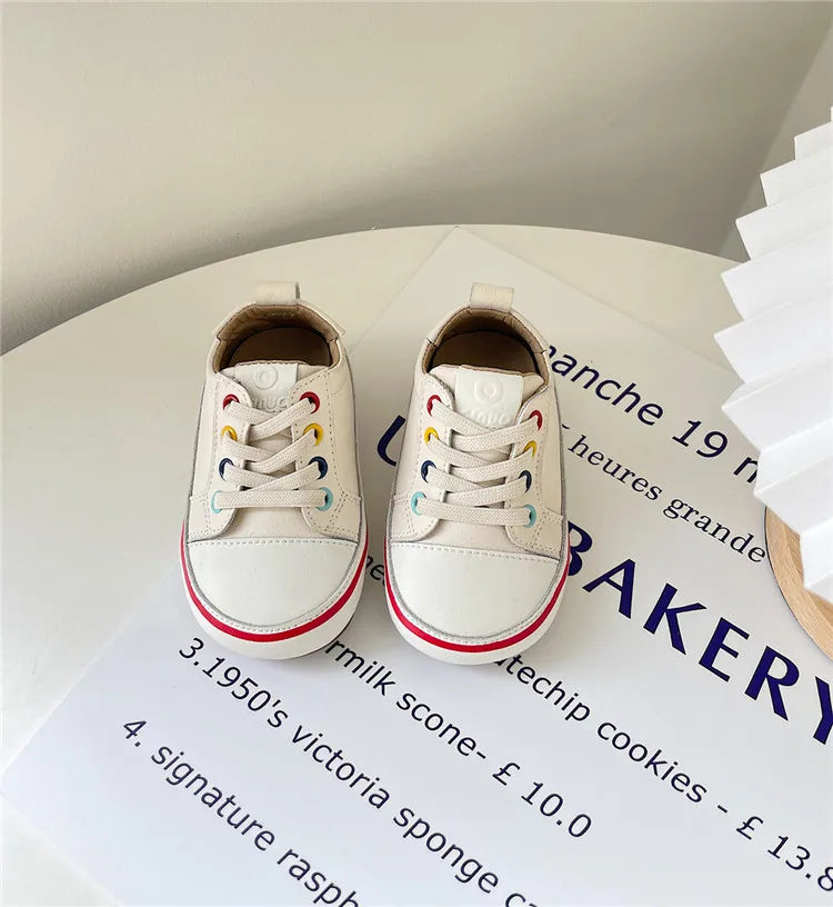 Chaussures en cuir pour bébés garçons et filles, baskets pieds nus à semelle souple, Tennis en plein air, à la mode, nouvelle collection printemps/automne 2024