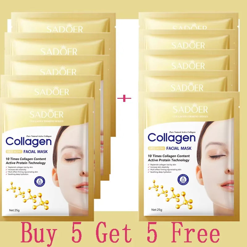 Masque Facial Anti-rides au collagène Bio, Anti-vieillissement, estompe les ridules, raffermissant, hydratant en profondeur, éclaircissant, réparation, soins pour la peau
