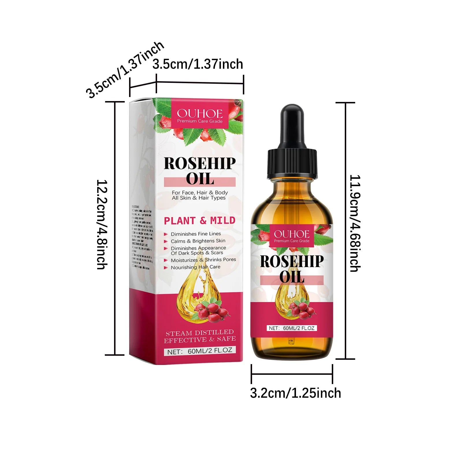 Bio Rose Musquée Antioxydant Améliorer Rides Rides Raffermissant Lifting Réparation Hydratant Nourrir Lisse Cheveux Soins de La Peau Huile