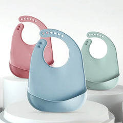 Bavoirs imperméables en Silicone pour bébés, couleur unie, réglage à 6 vitesses, poche de salive, tissus à roter pour enfants, accessoires pour nouveau-nés