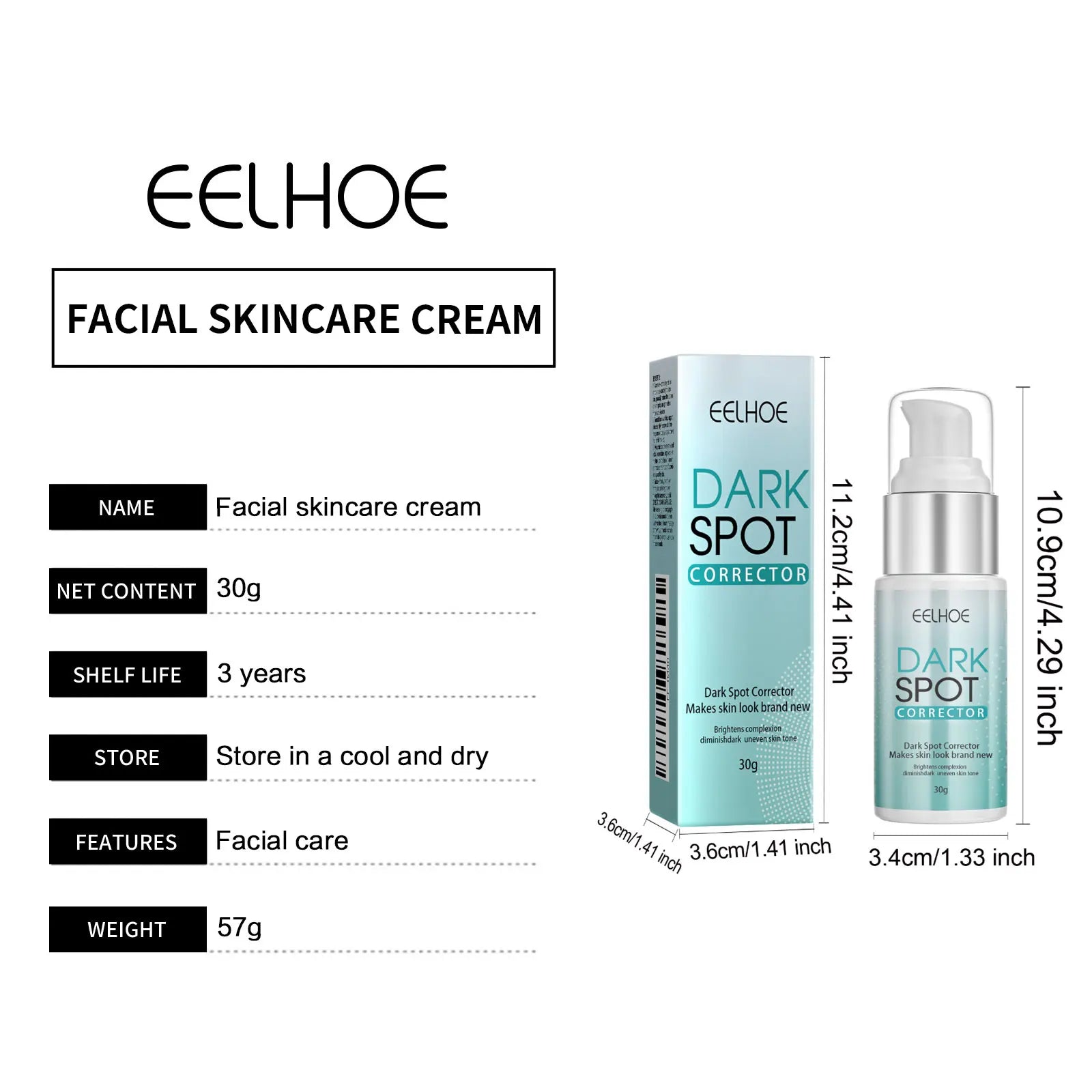 EELHOE – crème anti-taches foncées pour le visage, élimination de la pigmentation, mélasma, élimine l'hydratation en profondeur, éclaircissante pour la peau, crème Anti-taches de rousseur, 30g