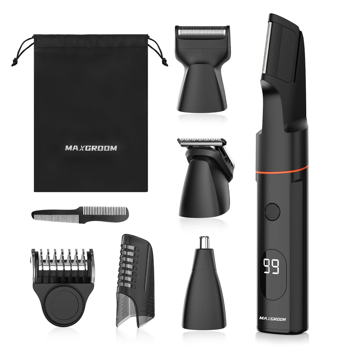 MAXGROOM Kit tondeuse à cheveux pour hommes rasoir pubien cheveux nez tondeuse à barbe électrique IPX6 étanche aine 4 en 1 rasoir pour homme
