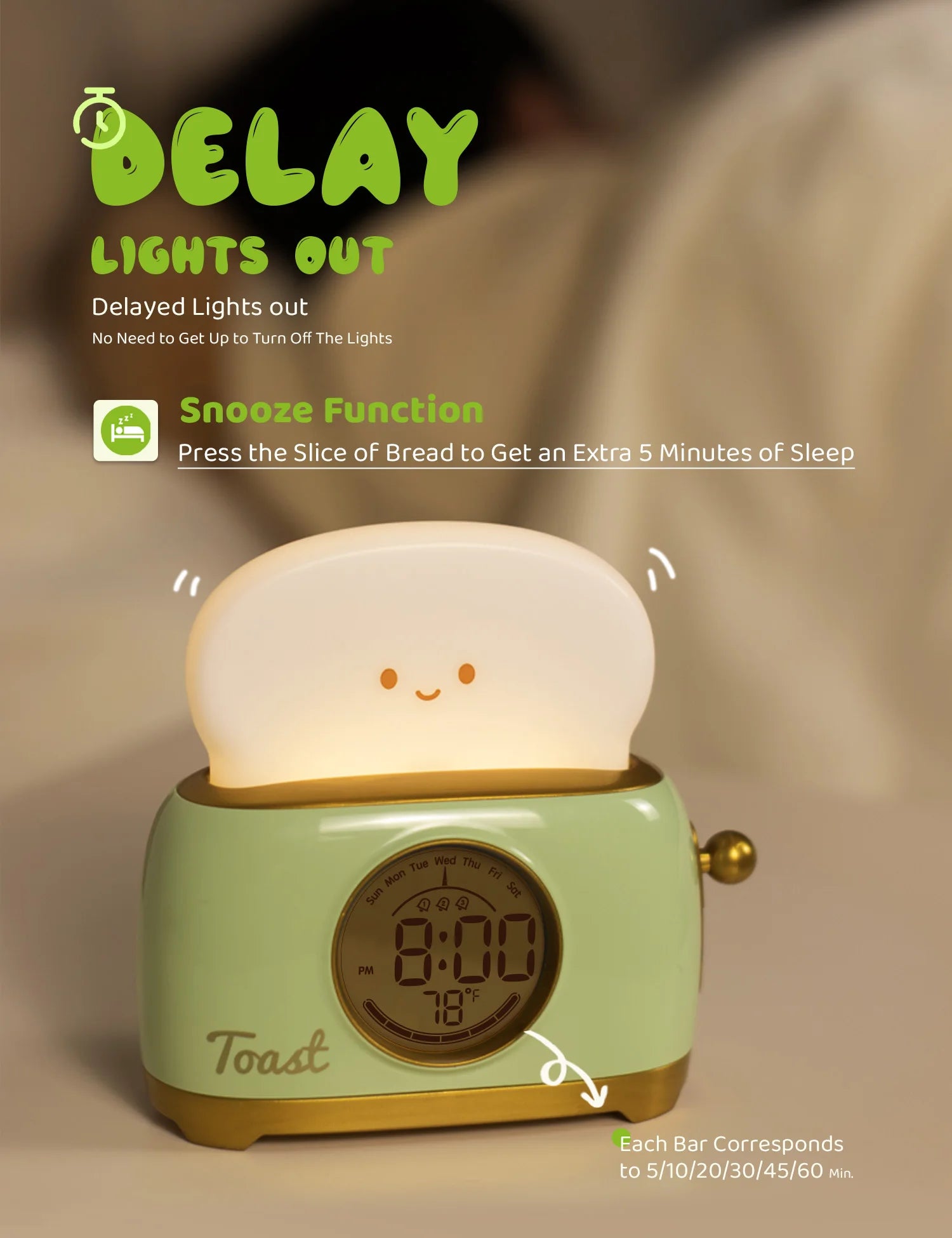 Veilleuses de réveil LED, veilleuse de chevet créative, lampe de bureau, éclairage intérieur, minuterie USB, lumière à intensité variable, cadeaux pour enfants