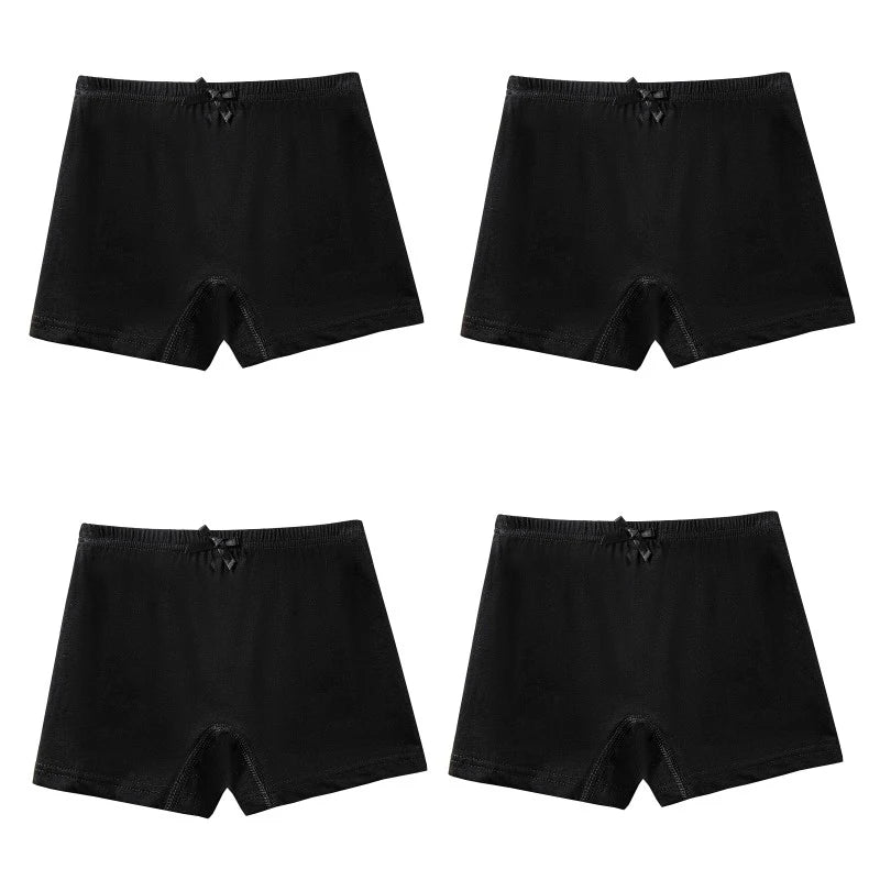 Culottes pour enfants filles, 4 pièces, pantalons de sécurité respirants en coton doux, sous-vêtements de couleur unie, Leggings quatre saisons à la mode pour 2 à 13 ans