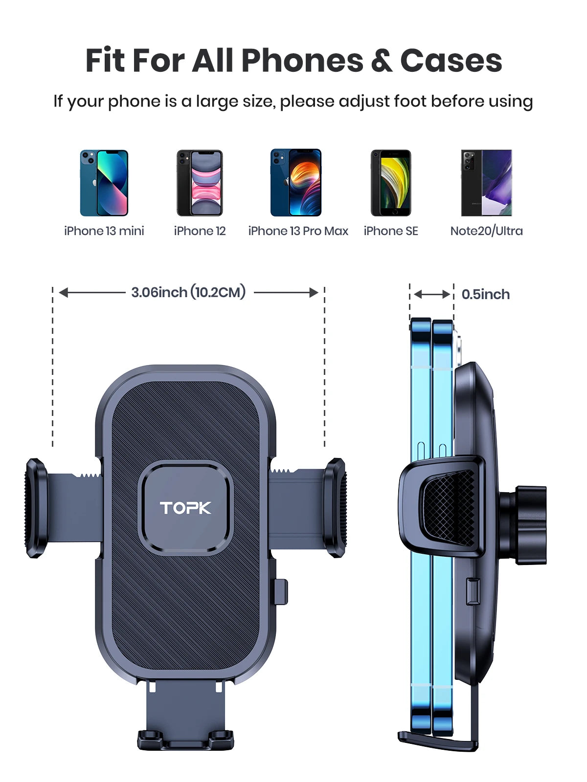 TOPK Support Téléphone Voiture,  Porte Téléphone Rotatif à 360 Degrés pour Grille D'aération de Voiture GPS pour Smartphone iPhone Android