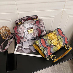 Women's PU leather shoulder bag, snakeskin pattern, square messenger bag, women's tote bag, insider bags, luxury brand, 2023 