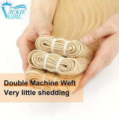 Straight Human Hair Weft Bundles Ombre Blonde Human Hair Extensions 100g/piece 16"-28" Skin Color Remy Straight Double Weft