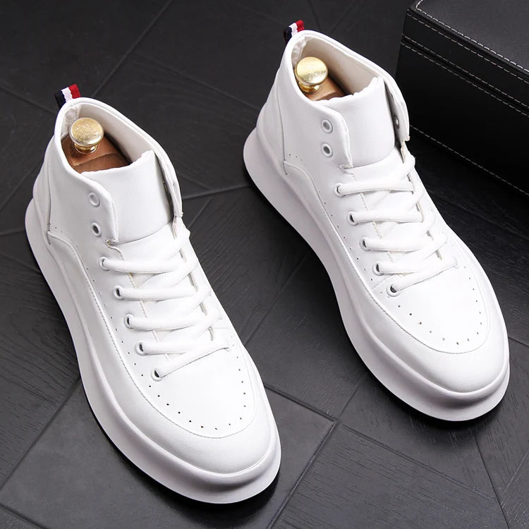 Marque designer hommes bottes rouge blanc chaussures en cuir de vache beaux appartements chaussure plate-forme botte cheville botas masculinas chaussures homme