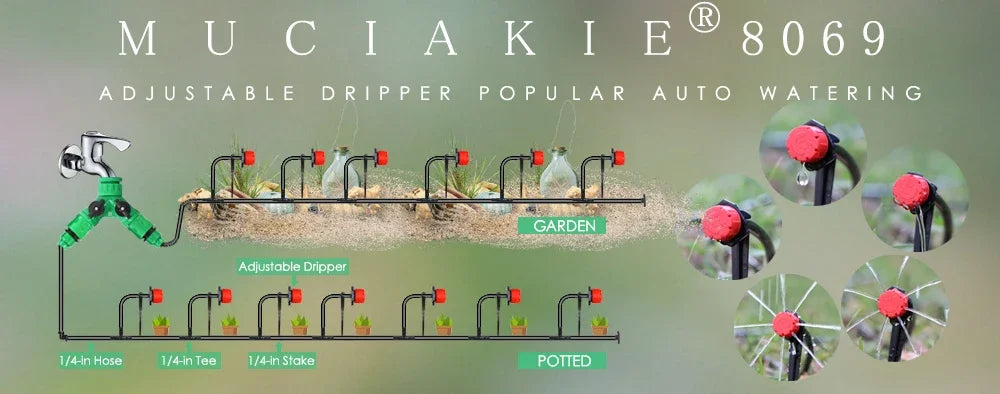 MUCIAKIE 20M minuterie de jardin intelligente ensemble d'irrigation IPX5 étanche LCD contrôleur d'arrosage automatique ensemble avec capteur de pluie pour les fermes
