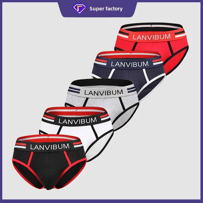 Ensemble 2 pièces - slips de sous-vêtements pour hommes en coton respirant jeunesse taille moyenne sous-vêtements pour hommes de grande taille slips d'été