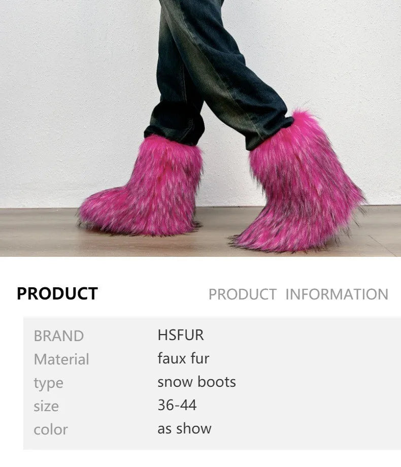 Bottes de neige mi-mollet en fourrure pour femmes et filles, chaussures en peluche chaudes, plate-forme extérieure, document solide, mignon, hiver, Y2K, 2023