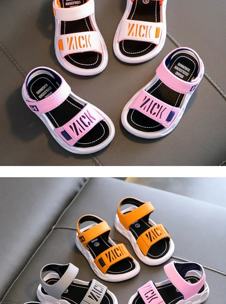 Sandales pour enfants étudiants chaussures antidérapantes simples généreux garçons filles sandales porter et hors facile fond souple enfants chaussures décontractées