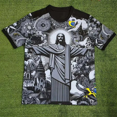 Haut d'entraînement de Football d'été, édition spéciale brésilienne, maillot de Football jésus noir gris, T-shirts d'extérieur à séchage rapide pour hommes et femmes