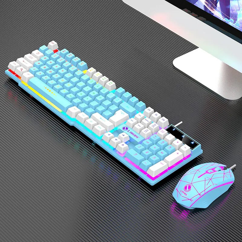 Filaire Clavier Et Souris Ensemble Usb Lumineux Mécanique Clavier Et Souris Pour PC Ordinateur Portable Jeu Bureau
