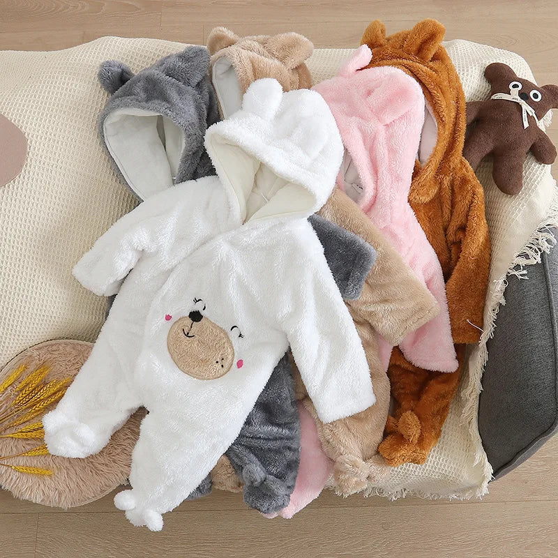 Vêtements d'escalade en peluche pour bébé de 0 à 2 ans, chauds et épais, en coton, avec chien et lapin, dessin animé, nouvelle collection automne et hiver