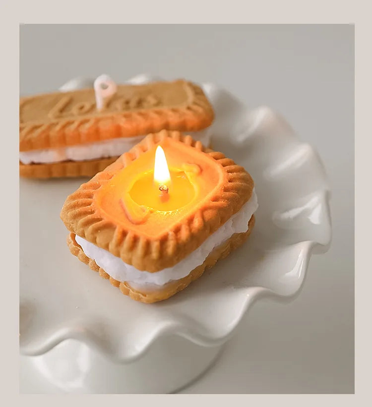 Cute handmade biscuit-shaped scented candle, for aromatherapy, soy wax, for weddings, birthdays, parties, and home decoration