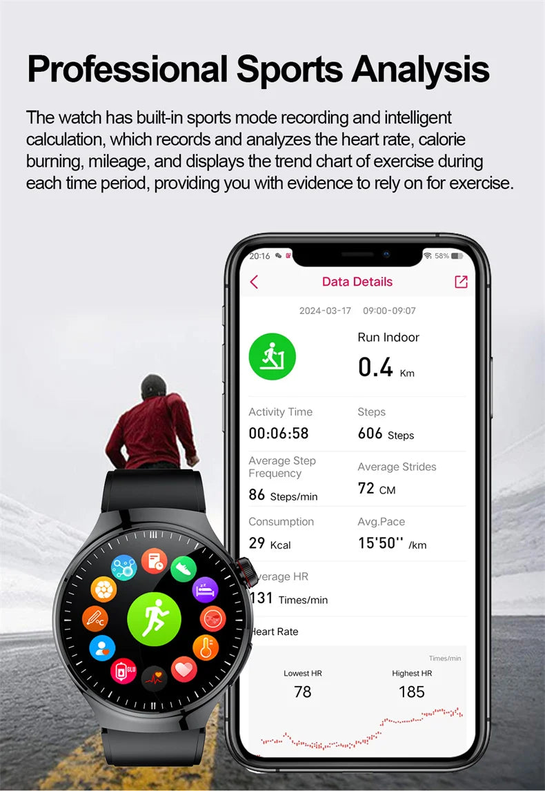 Nouvelle surveillance de la santé montre intelligente examen physique santé Wacth pression artérielle ECG + PPG Sport appel Smartwatch pour Android iOS