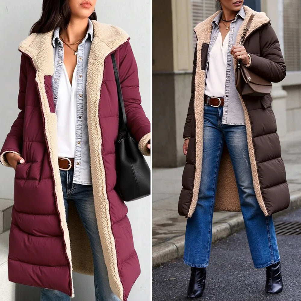 Vêtements d'extérieur d'hiver pour femmes, manteau à capuche, coupe régulière, solide, rétro, Vintage, vêtements décontractés, grande taille, Mia Muse, 2025