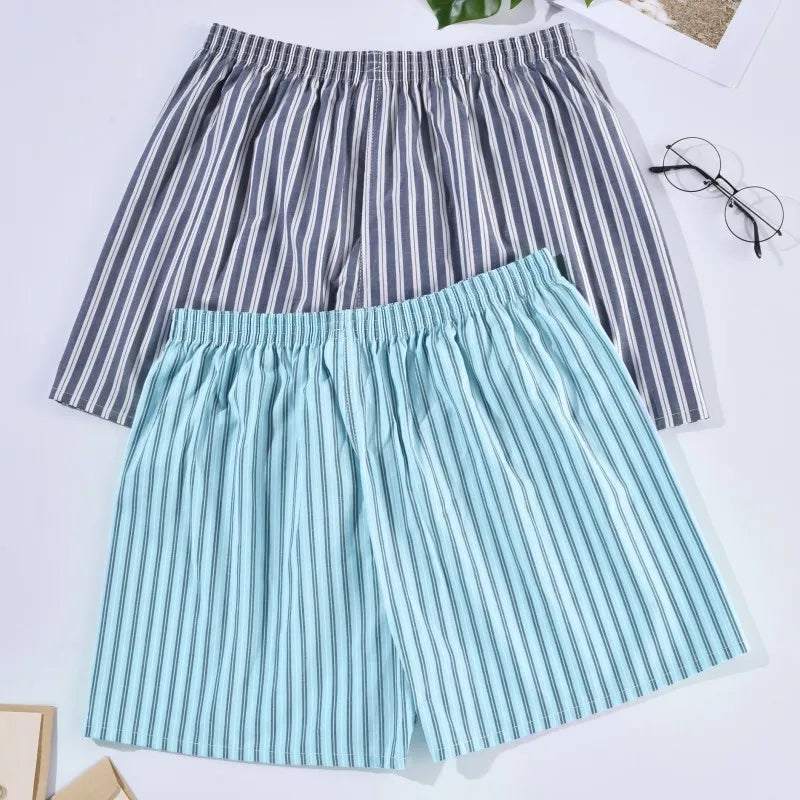 Men's Underwear Boxer Shorts Casual Cotton Sleep Briefs Homewear Men's Arrow Striped Plaid Loose Comfortable Underwear